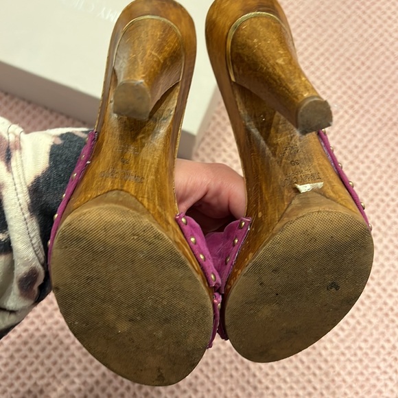 Jimmy Choo Purple and Wood Heels - Picture 4 of 10